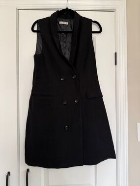 Mango Black Sleeveless Double-Breasted Dress Blazer